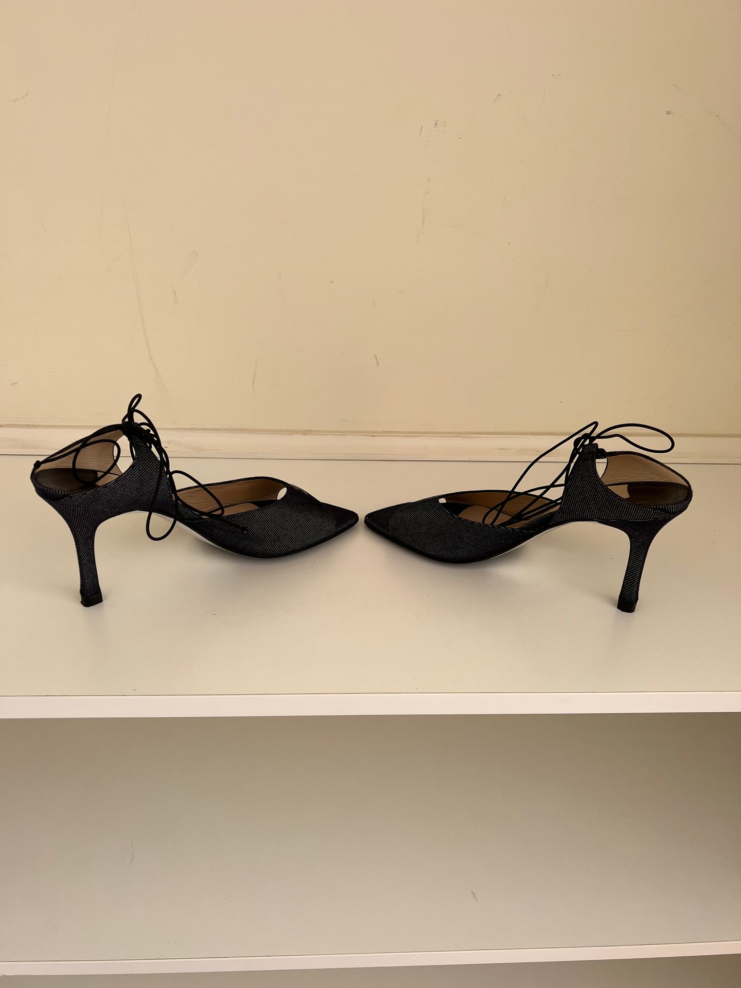 Vintage Chanel Denim Wrap Around Sandal Heels