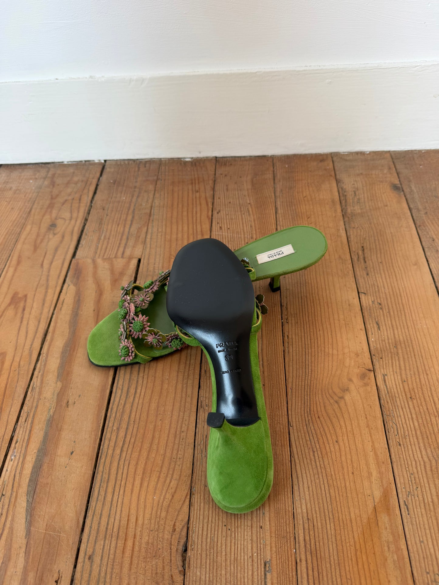 Vintage Prada Floral Appliqué Heels