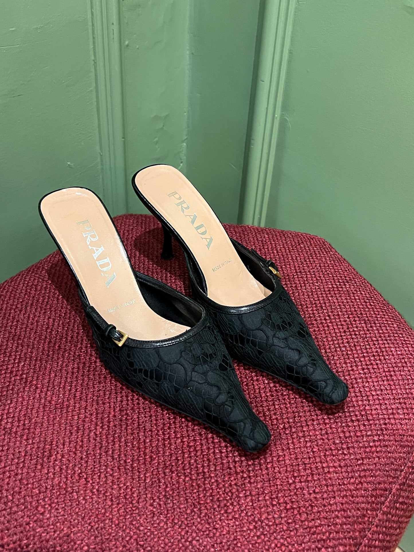 Prada Lace Vintage Mules
