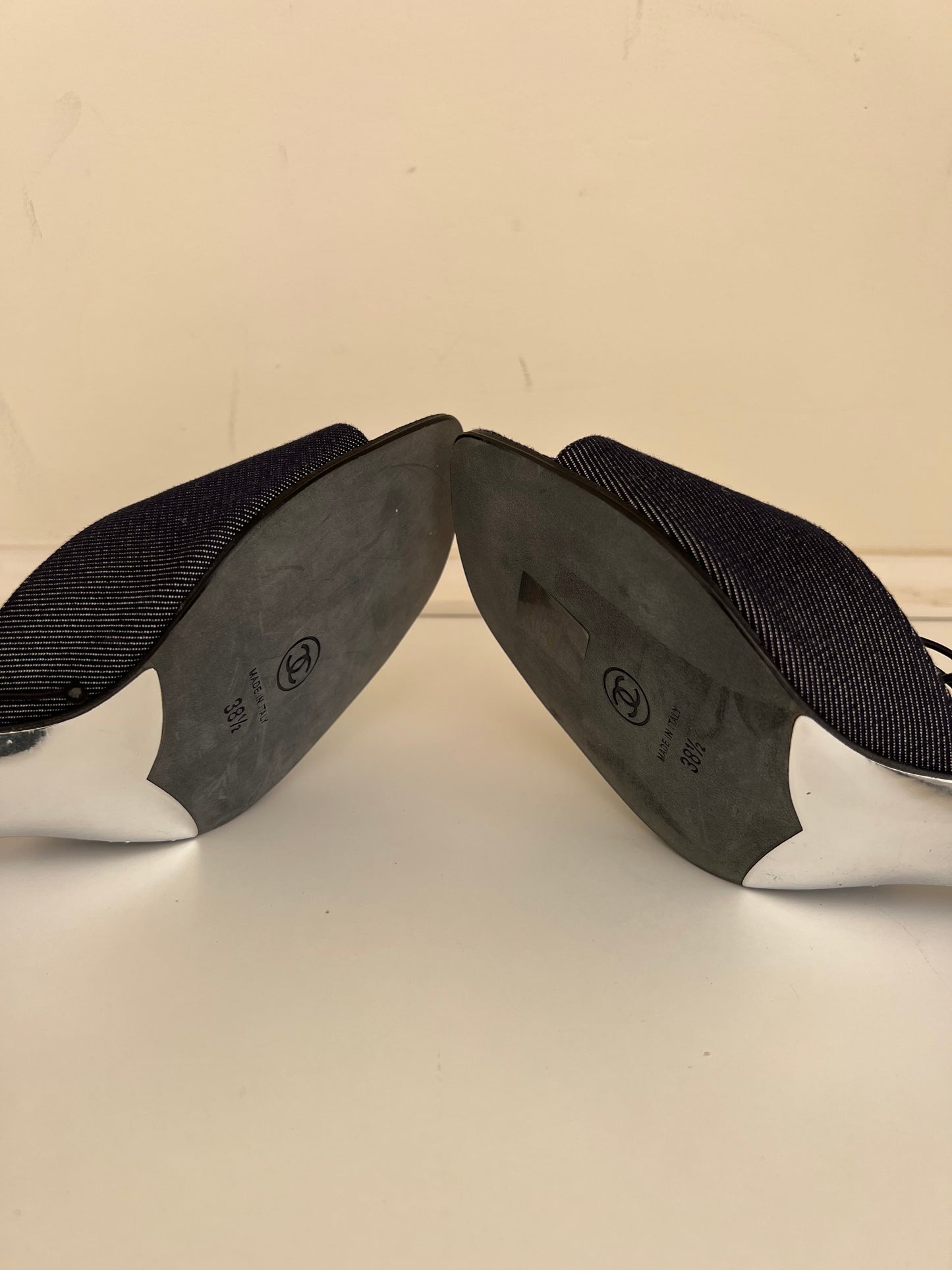 Vintage Chanel Denim Wrap Around Sandal Heels