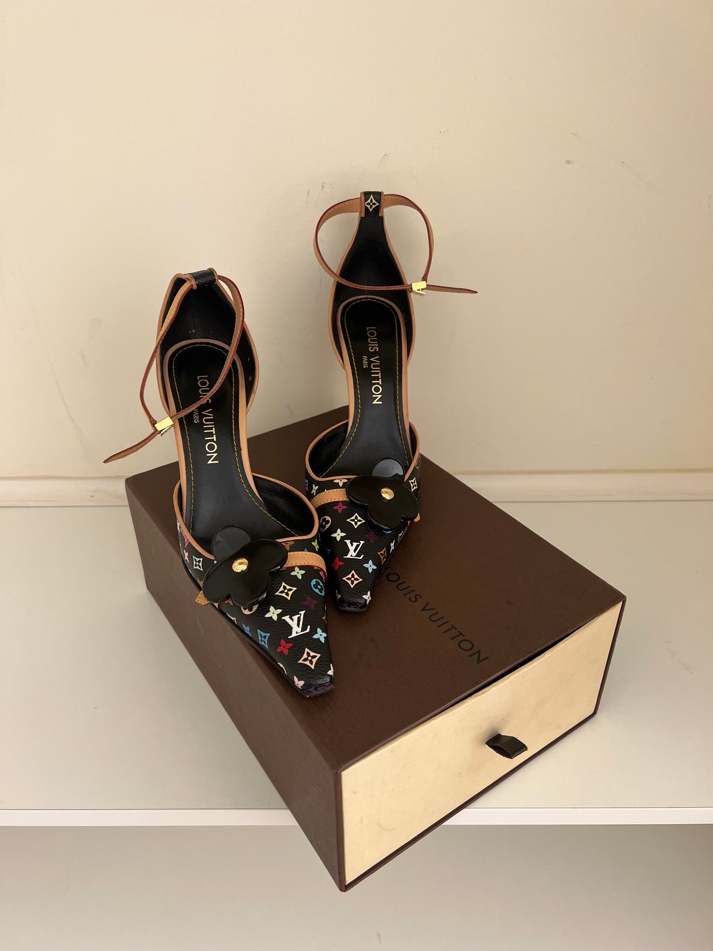 Louis Vuitton Vintage Black Colourful Monogram Heels