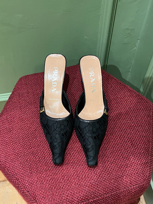 Prada Lace Vintage Mules