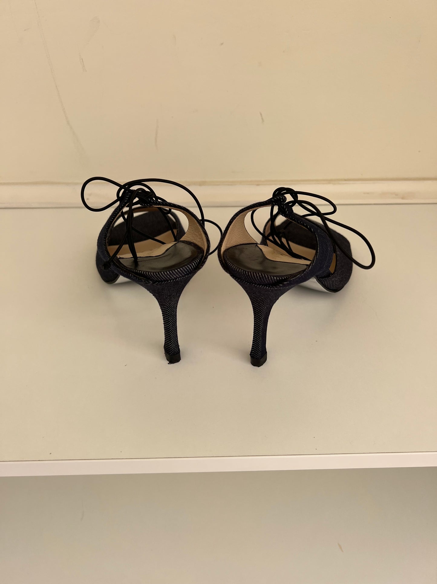 Vintage Chanel Denim Wrap Around Sandal Heels