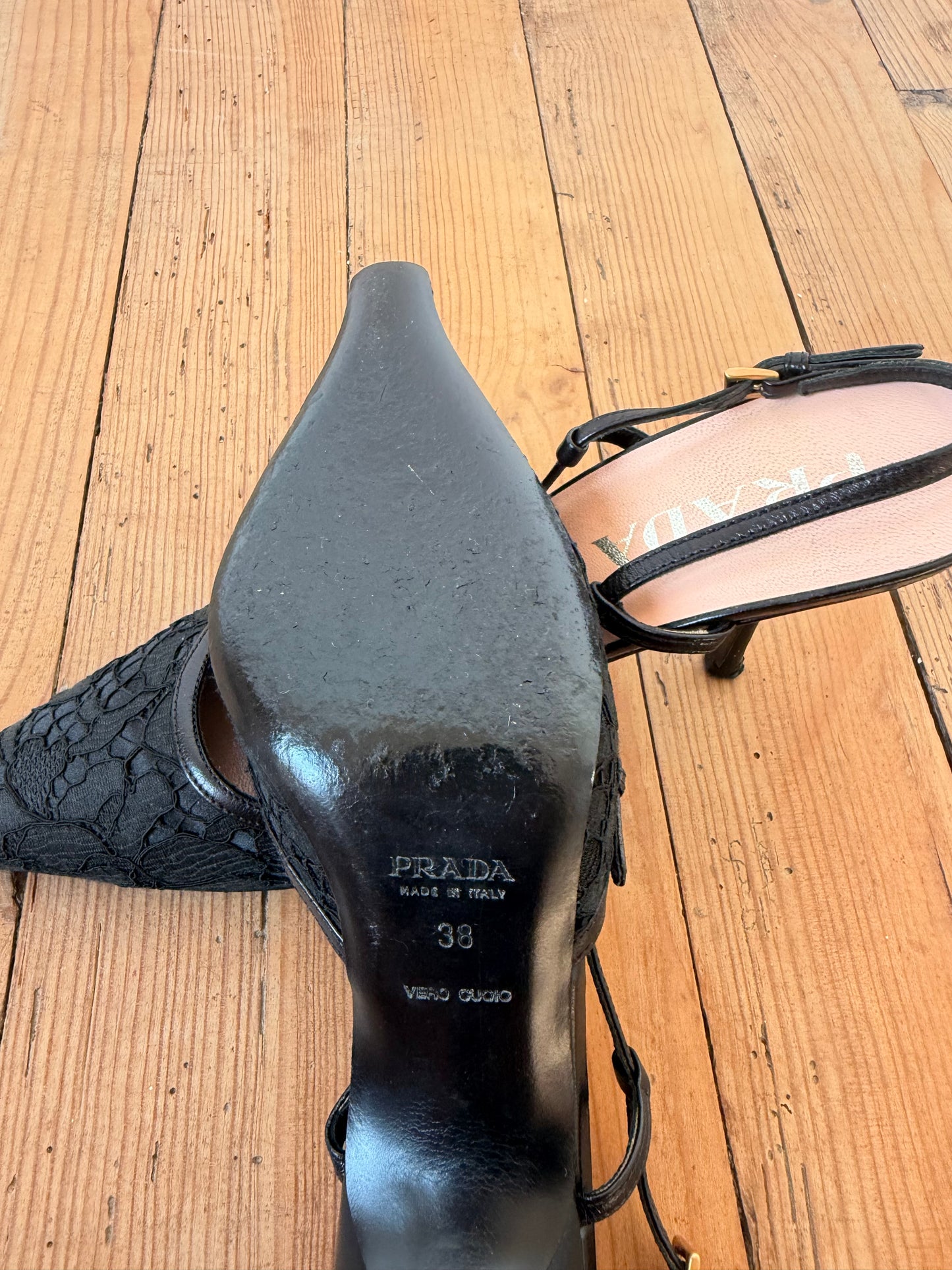 Vintage Prada Lace Slingback Pumps