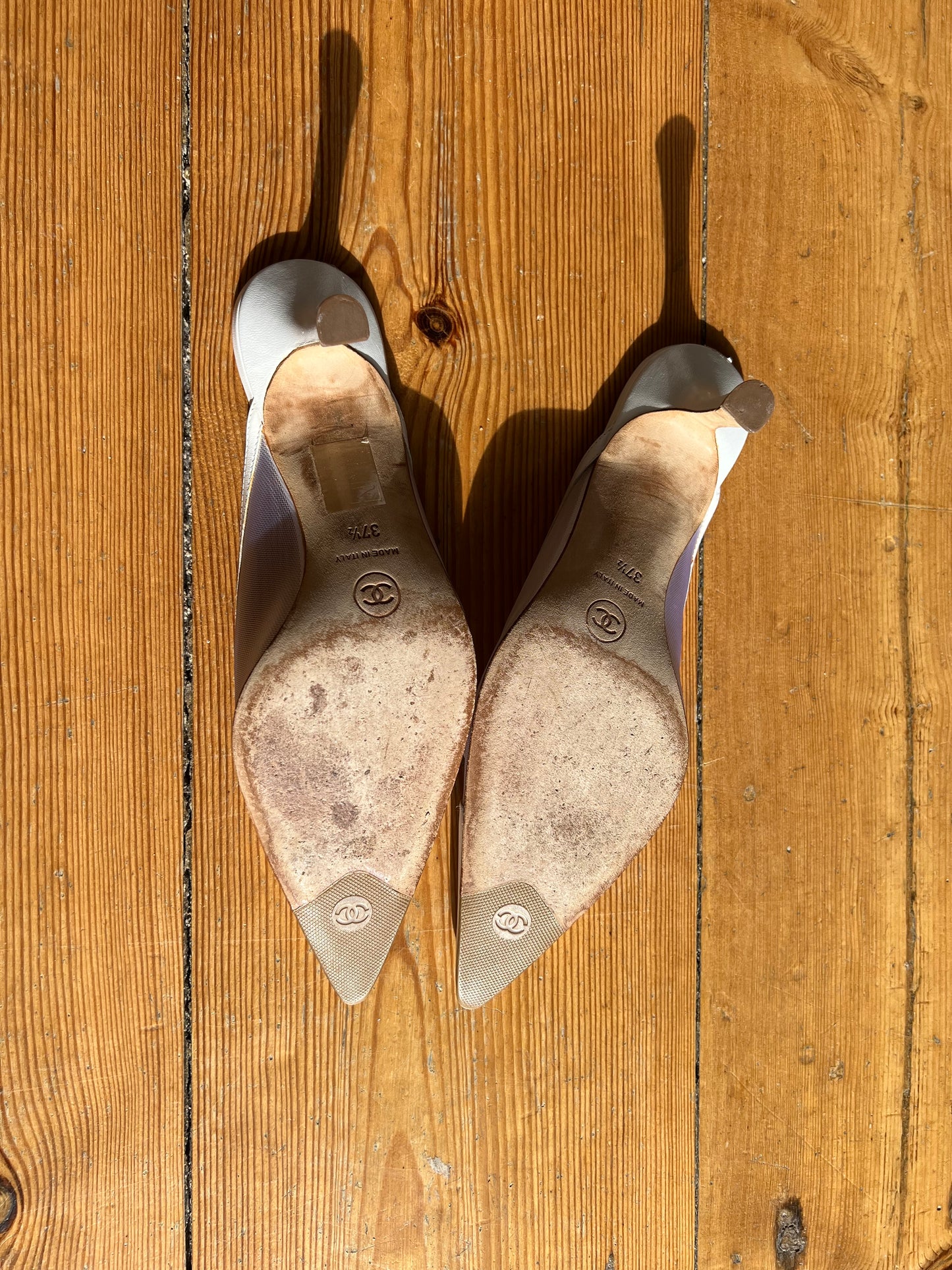 Chanel Vintage White CC Mules