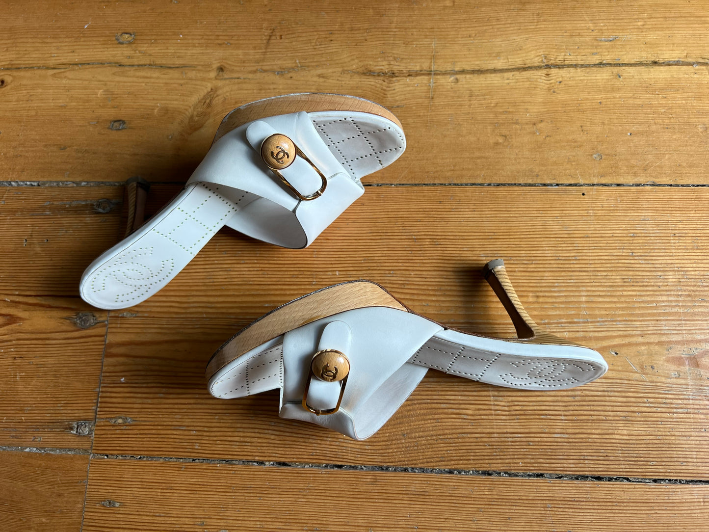 Chanel Vintage White Mules