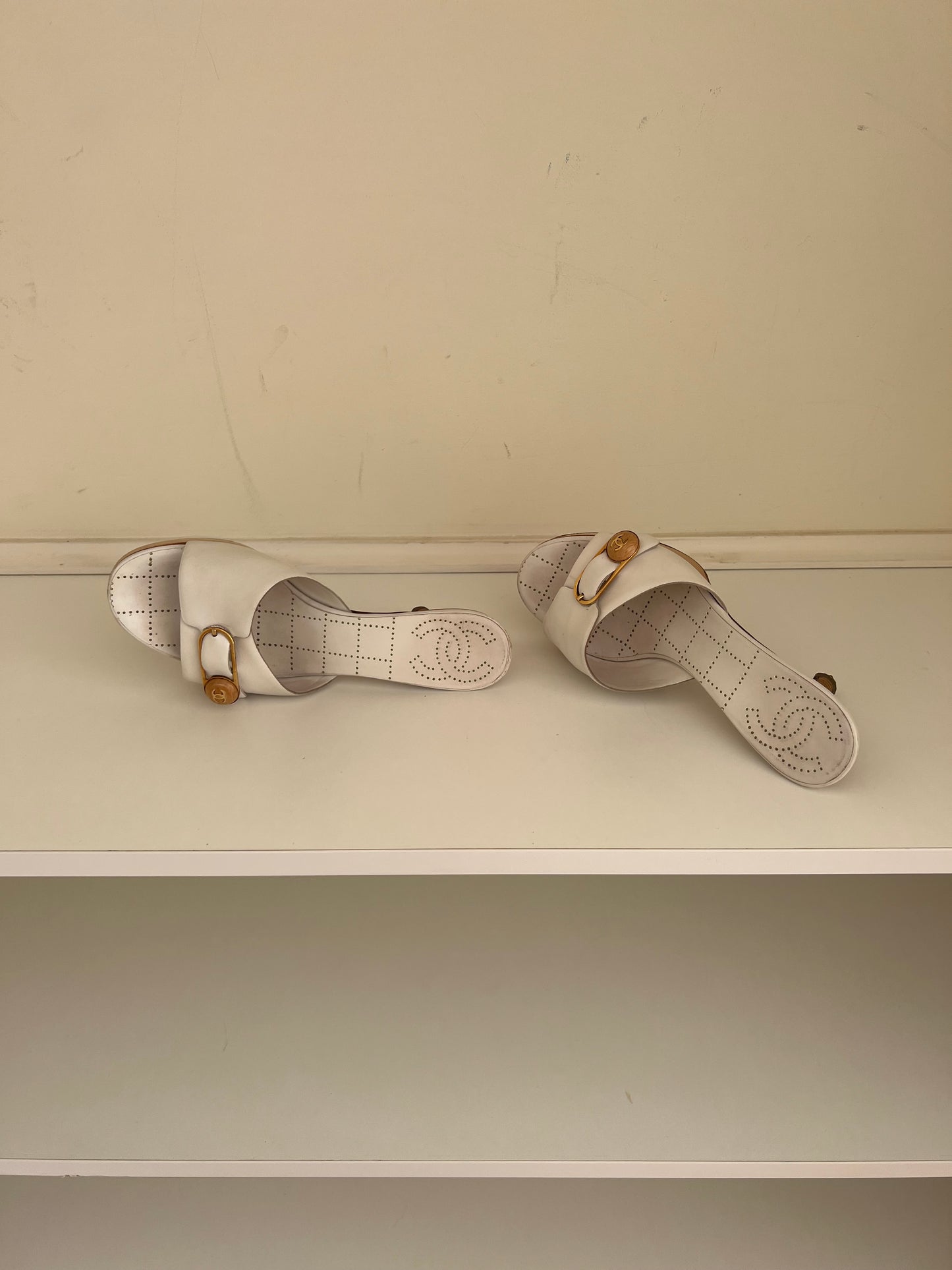 Chanel Vintage White Mules