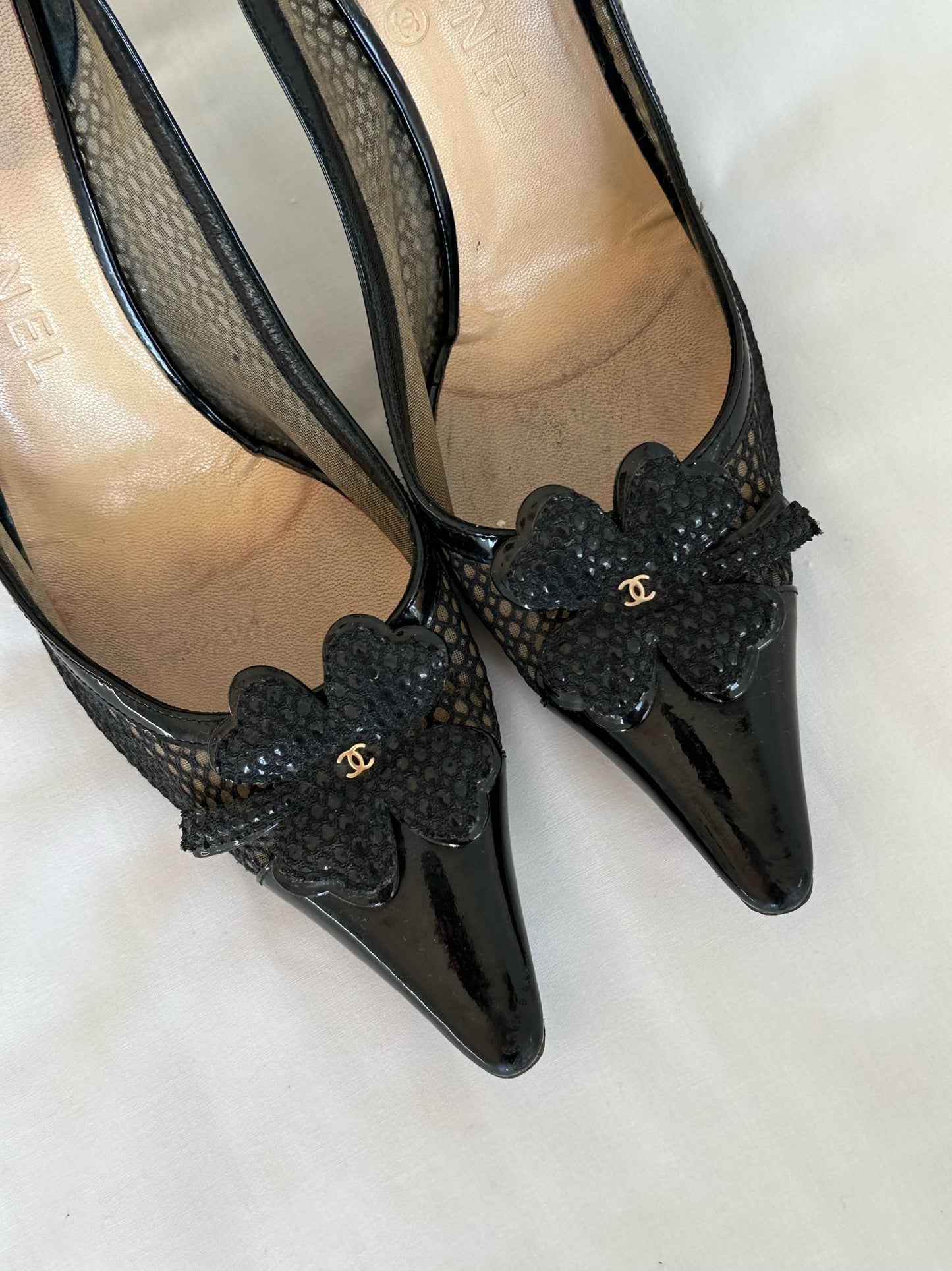 Chanel Iconic “CC” Lucky Four-Leaf Clover Kitten Heels