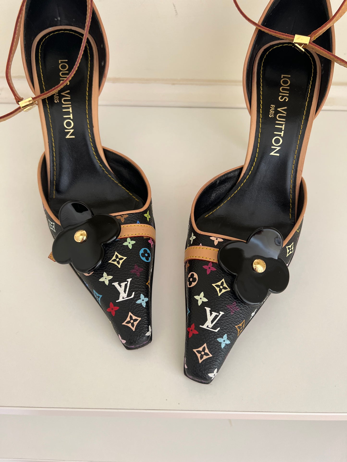 Louis Vuitton Vintage Black Colourful Monogram Heels