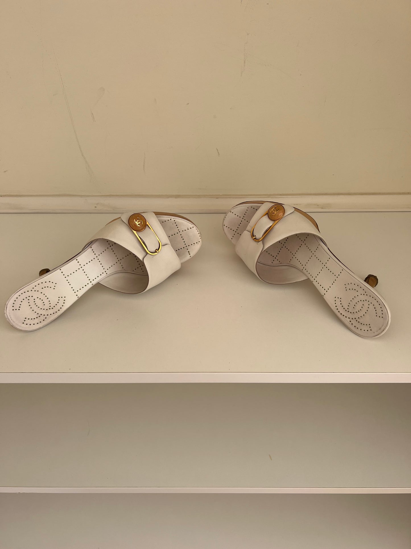 Chanel Vintage White Mules