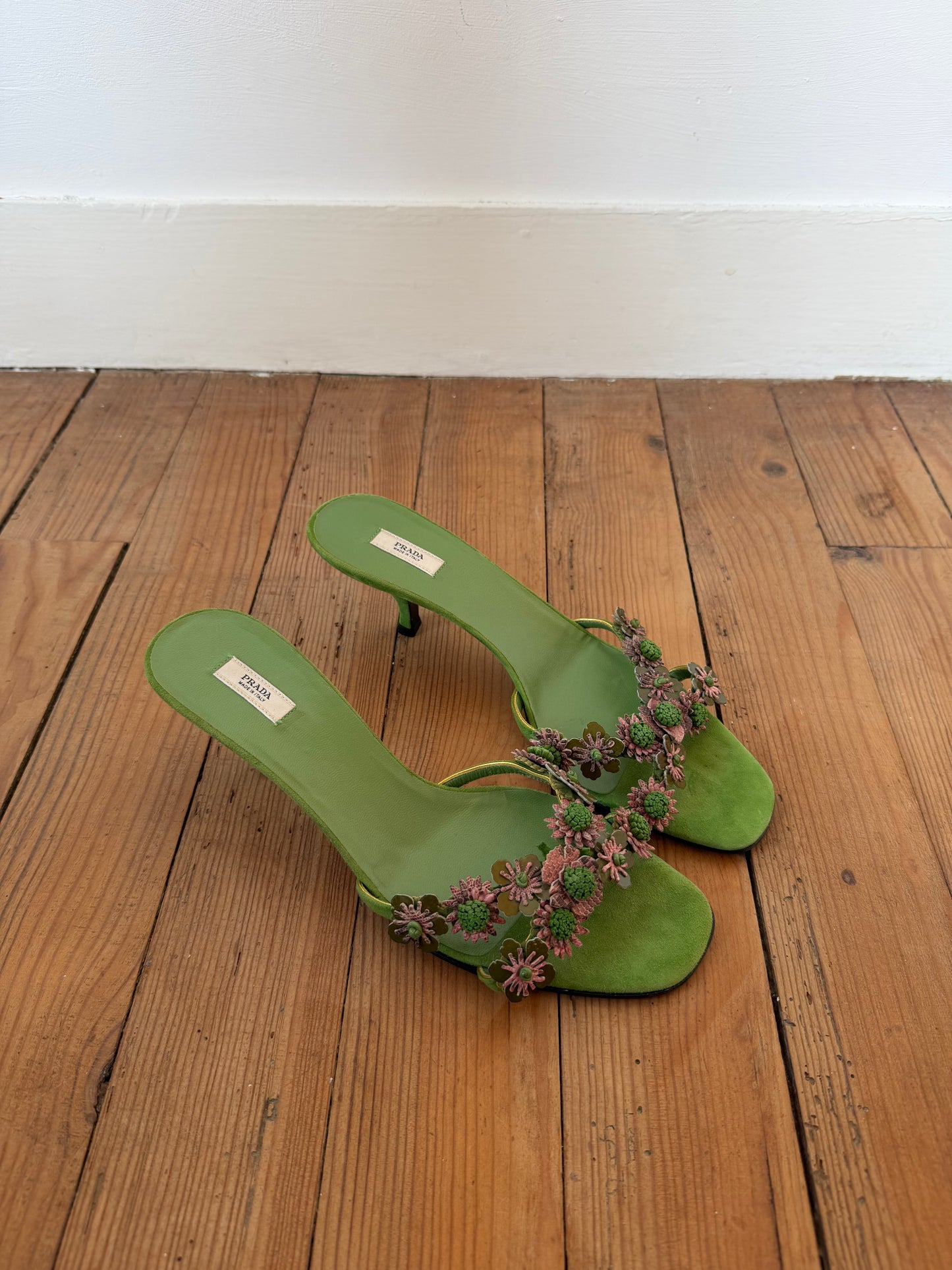 Vintage Prada Floral Appliqué Heels