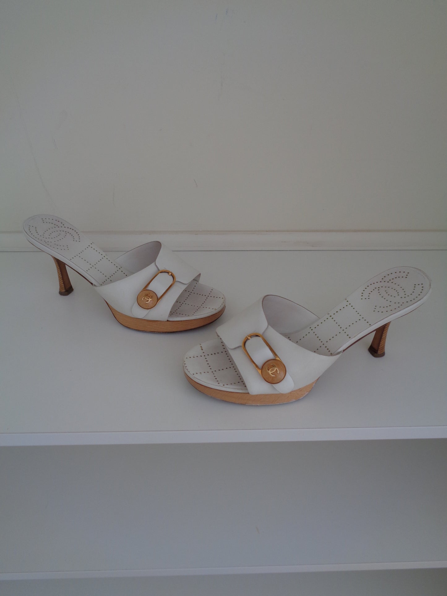 Chanel Vintage White Mules