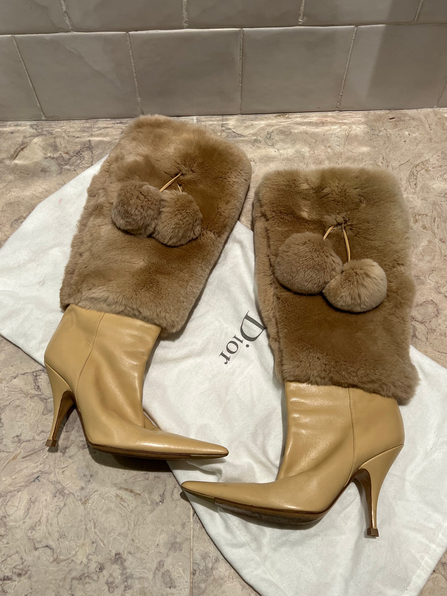 Dior Vintage Fur High-Heel Boots