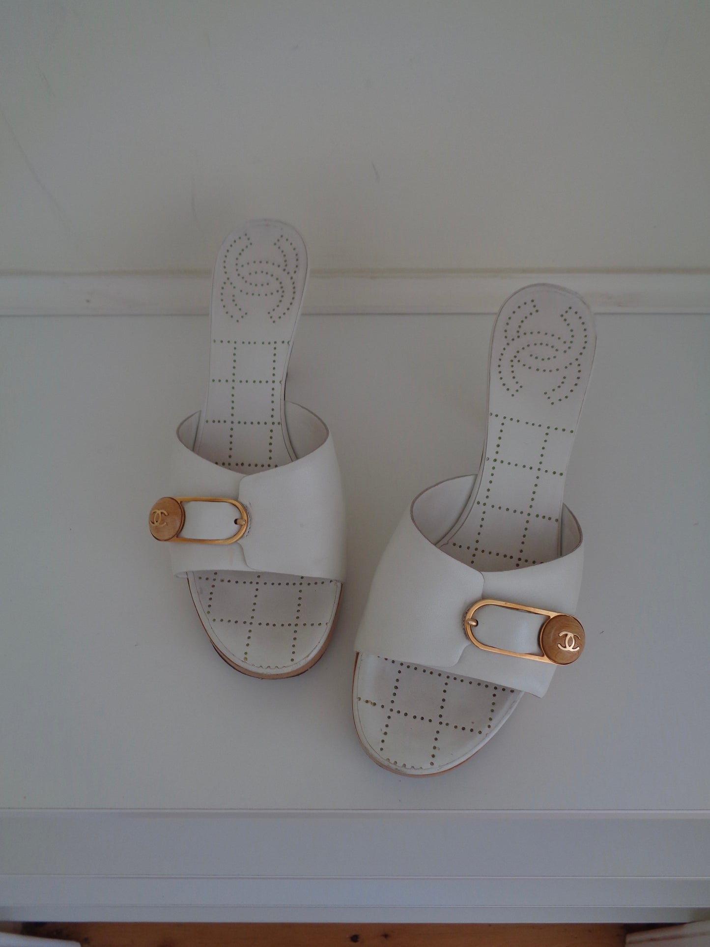 Chanel Vintage White Mules