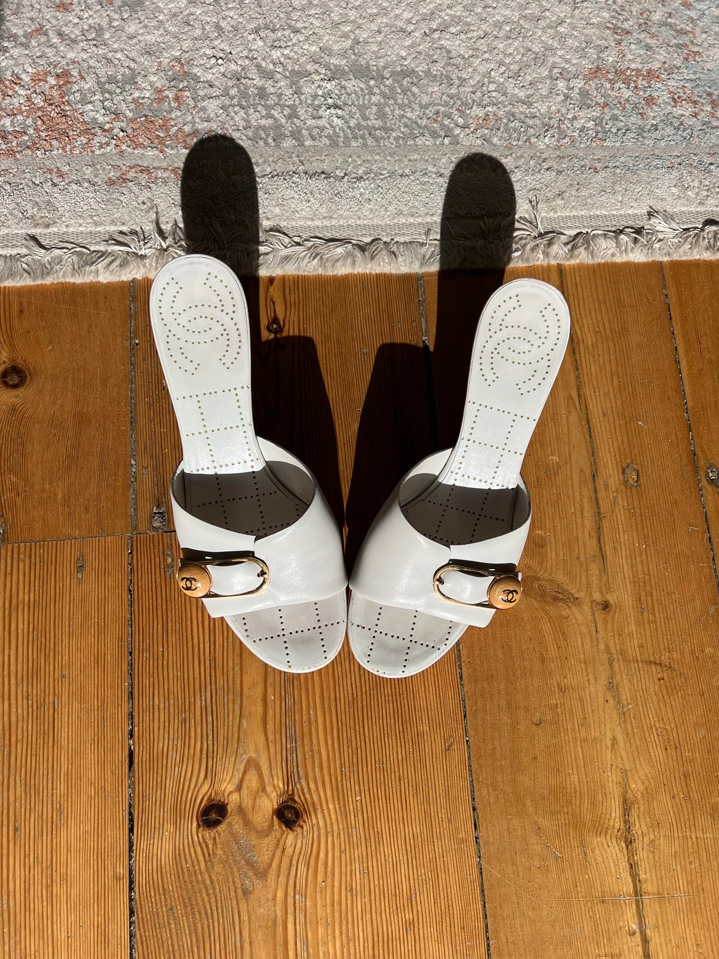 Chanel Vintage White Mules