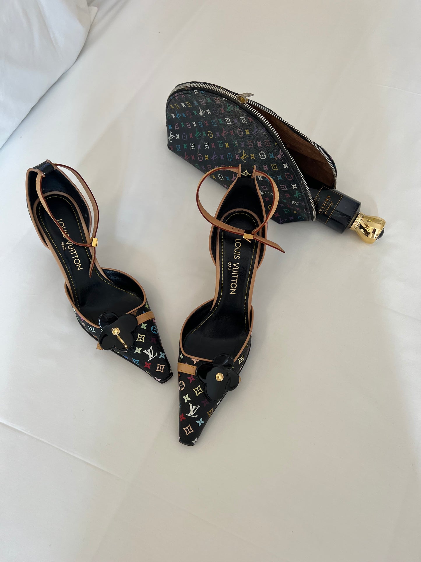 Louis Vuitton Vintage Black Colourful Monogram Heels