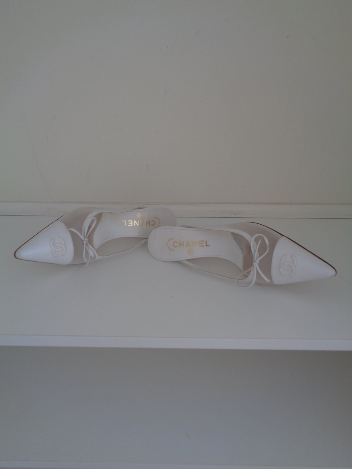 Chanel Vintage White CC Mules