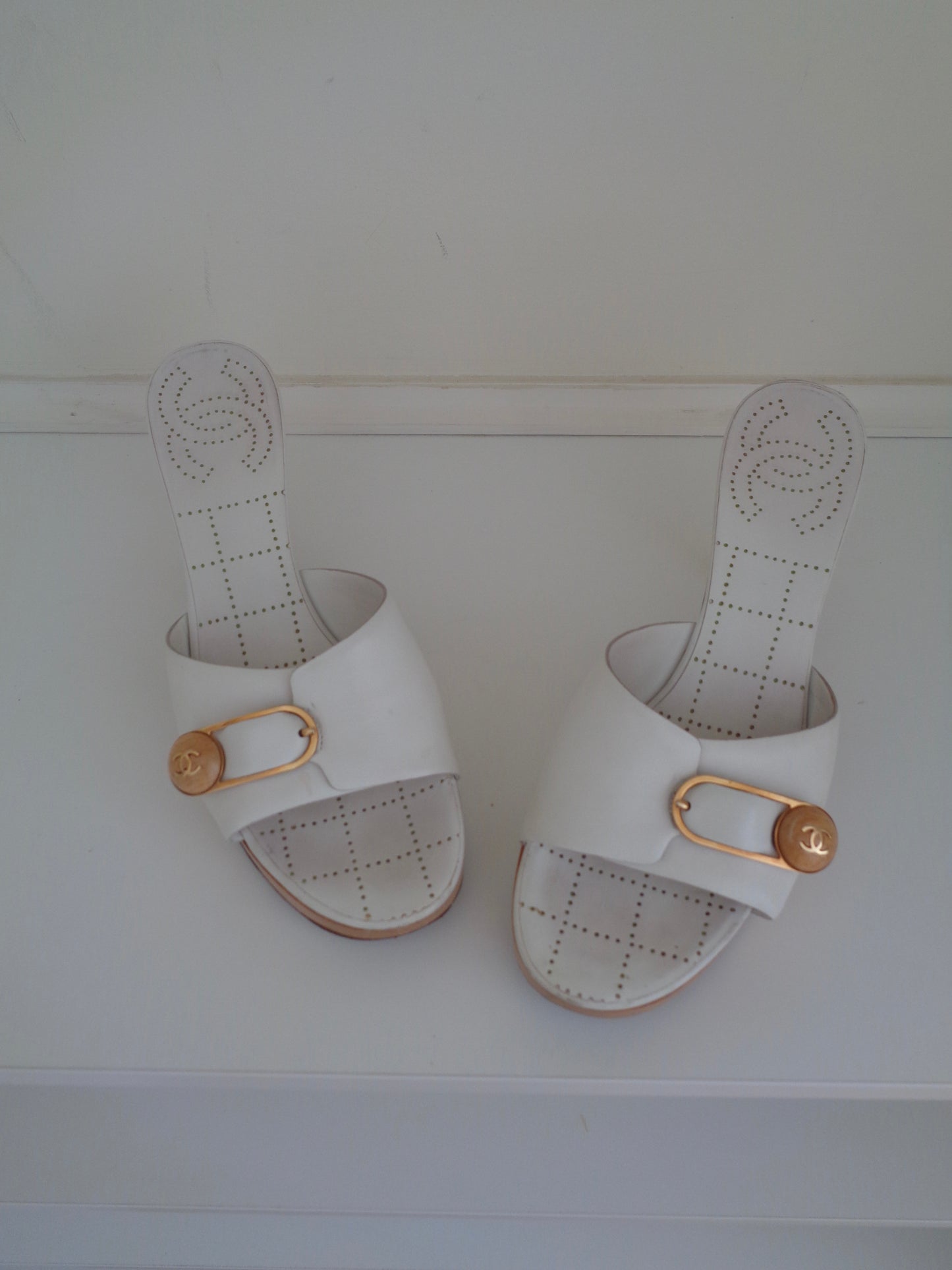 Chanel Vintage White Mules