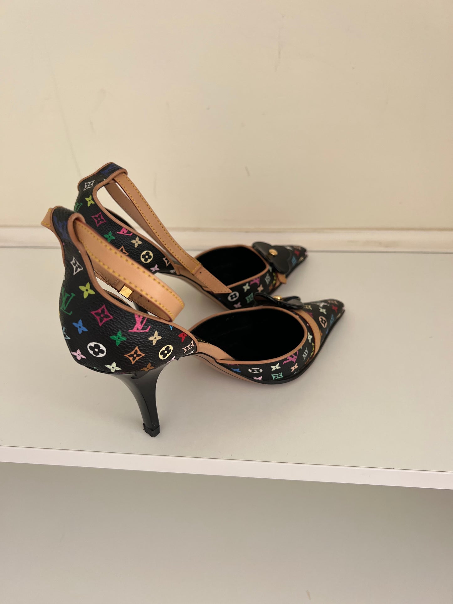 Louis Vuitton Vintage Black Colourful Monogram Heels