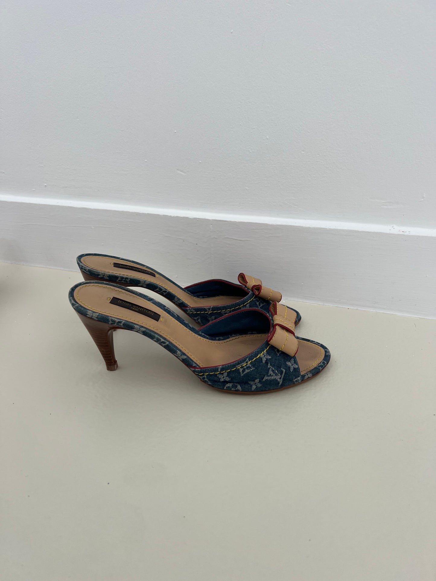 Louis Vuitton Vintage Denim Bow Mules