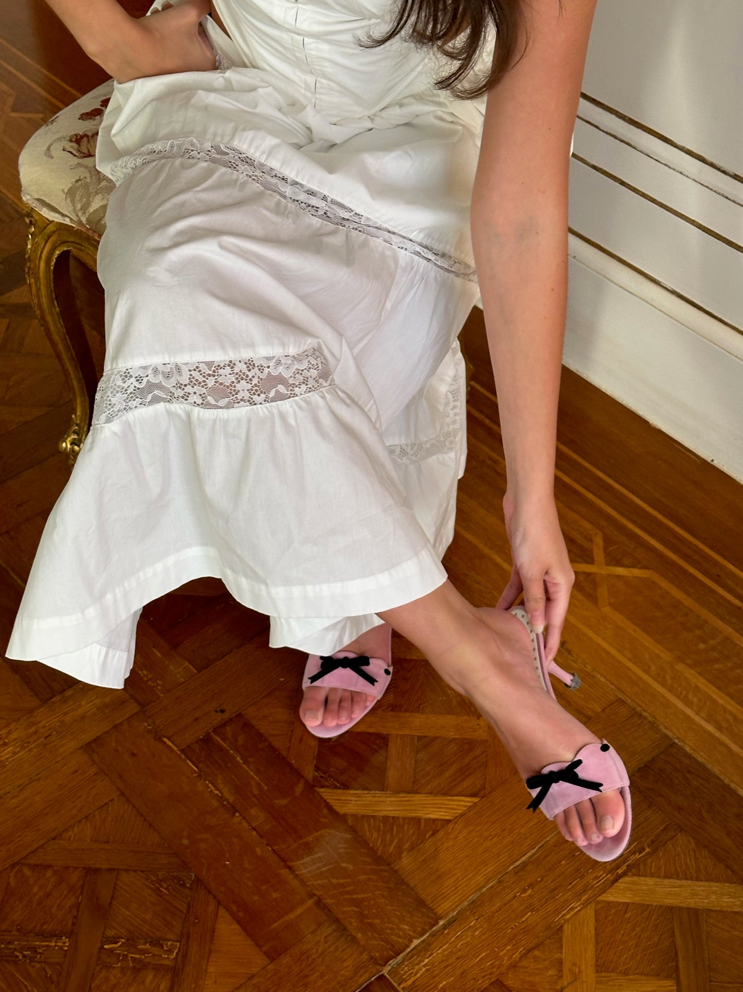 Pink Bow Yves Saint Laurent Mules