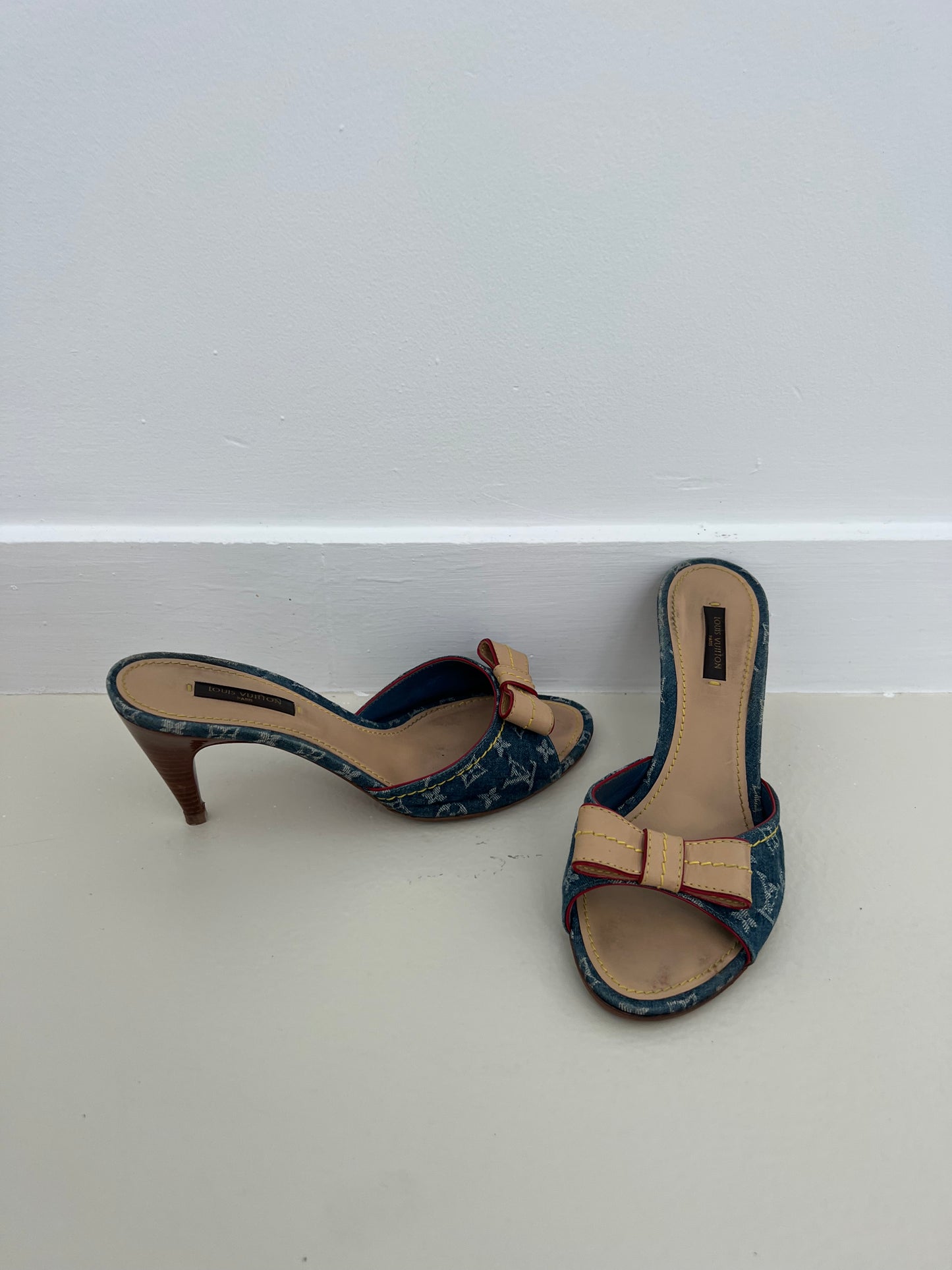 Louis Vuitton Vintage Denim Bow Mules