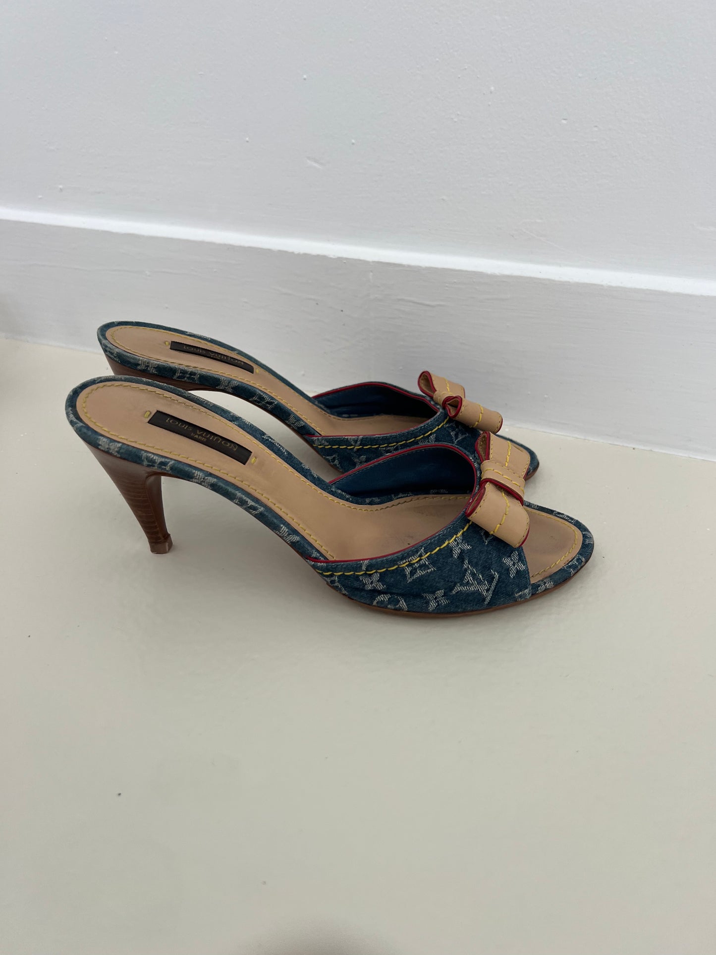 Louis Vuitton Vintage Denim Bow Mules