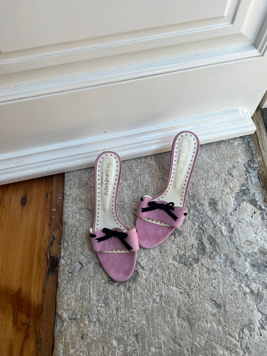 Pink Bow Yves Saint Laurent Mules