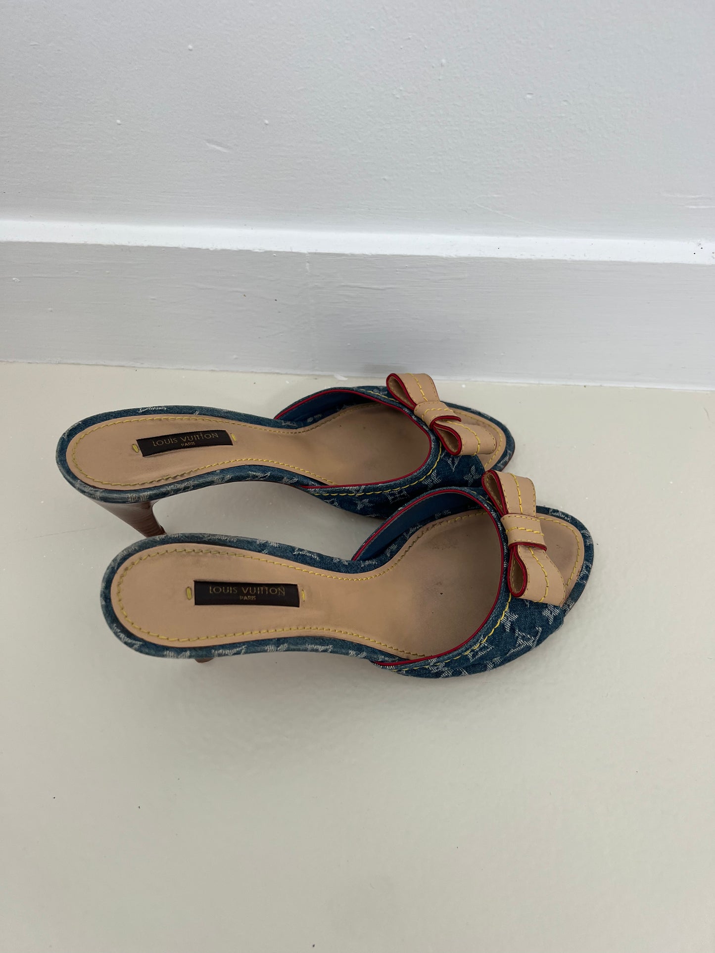 Louis Vuitton Vintage Denim Bow Mules
